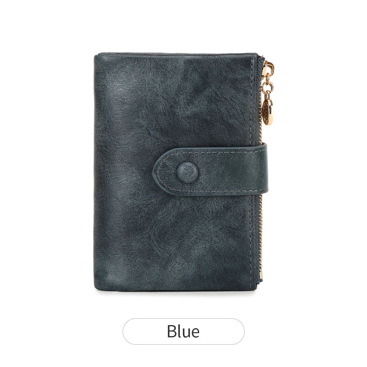 Women's Wallet & Men's Wallet Ladies Purse Double Zipper Three-fold Short Wallet Retro Multi-card Short Wallet_voghion.com