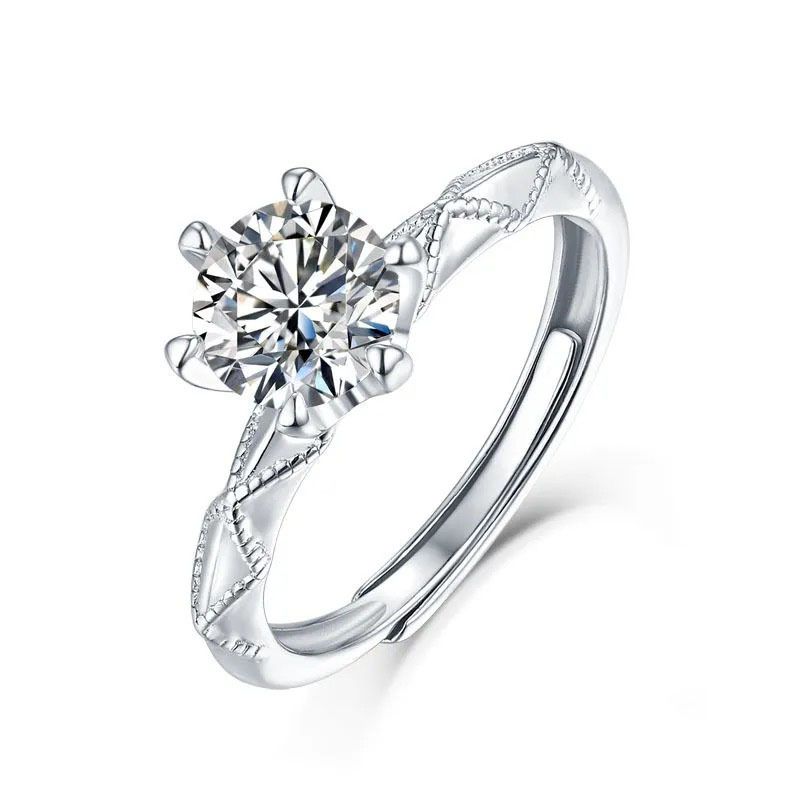 Moissanit-Diamantring, ein Karat, für Paare, Sterlingsilber, passende Ringe, Vorschlag, Hochzeit, Verlobung, graviert_voghion.com