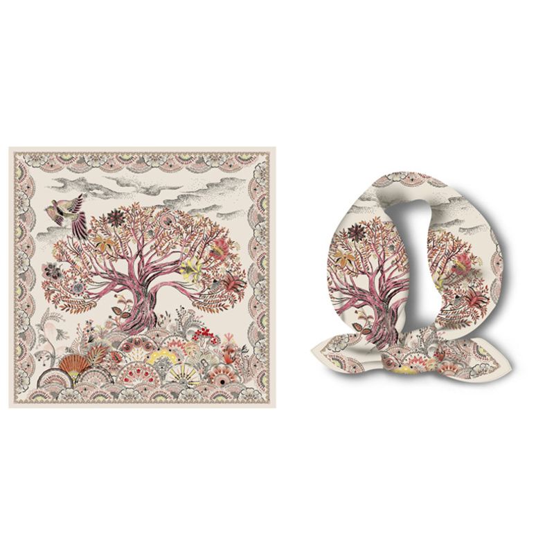 Ethnic Fengshen Tree Women's Spring Light Luxury and High Grade  Silk Versatile Decorative Square Scarf_voghion.com