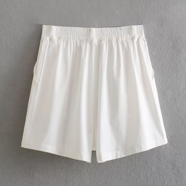 Damenbekleidung im neuen Stil, Hemdoberteil aus Leinenimitat mit Tasche + Shorts mit hoher Taille, zweiteiliges Set aus Leinenimitat, 8BS9828_voghion.com