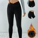 Yoga Pants, Fleece Lined, Cross Over, High Waisted, Breathable, Hip Lifting, Tummy Flattening, Sports Outdoor Tight Pants For Women._voghion.com