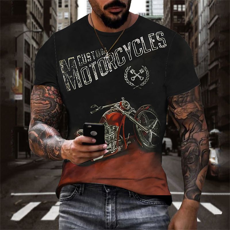 2023 New summer short sleeve fashion 3D printed T-shirt Loose size street casual hip hop men's top_voghion.com