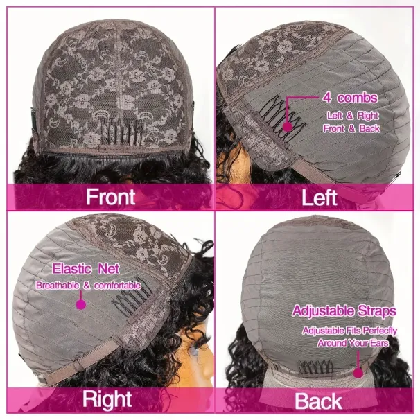 Parrucche di capelli umani Bob ricci e rimbalzanti al 250% Parrucche ricce rosa rimbalzanti sciolte con frangia Parrucca fatta a macchina per capelli brasiliani Remy per donne_voghion.com