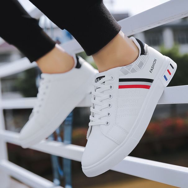 Spring New Korean Style Trendy Fashion White Sneakers Versatile Casual Sports Men's Student Board Shoes_voghion.com