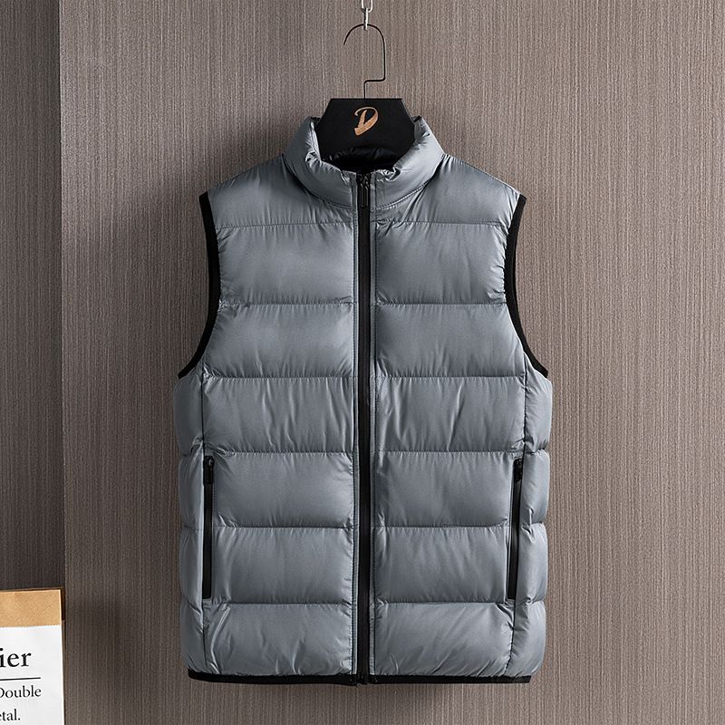 Gilet d'hiver unisexe avec rembourrage épais, col montant, coupe ample pour hommes et femmes - Superposition légère et chaude pour le travail et les loisirs_voghion.com