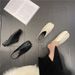 Same British Style Split Toe Small Leather Shoes Women's Closed-Toe Slippers Pig's Trotter Slip-On Chunky Heel Mules_voghion.com