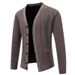 Men's Clothing Fleece-Lined Knit Cardigan Sweater Warm Winter V-Neck Pullover For Casual & Stylish Outfits (Available In 5 Classic Colors & 4 Sizes)_voghion.com