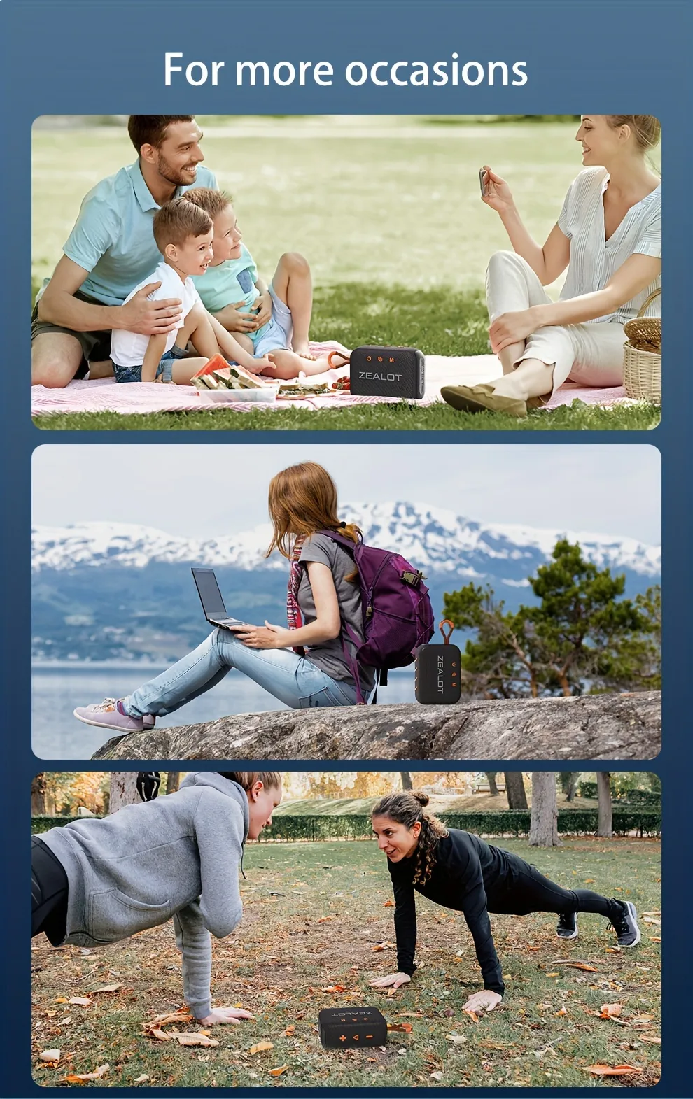 ZEALOT S75 10 W bezvadu skaļruņi, āra portatīvais zemfrekvences skaļrunis, dubulta savienošana pārī, 3000 mAh akumulators, 8 stundu atskaņošanas skaļš stereo, plaukstošs bass. Char_voghion.com