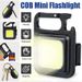 1 linterna LED pequeña COB recargable, llavero, minilinterna, 4 modos de luz, luz de bolsillo portátil con base magnética_voghion.com