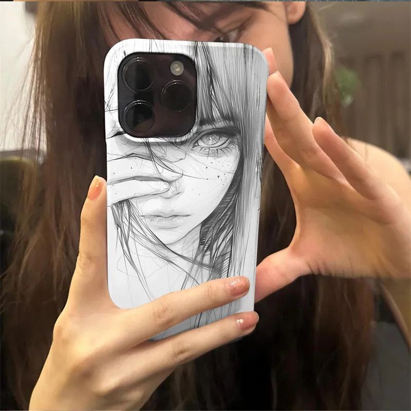 Girl With Bangs Suitable For 16/15 Pro Max Phone 13/12 14 Plus Jelly Case XS_voghion.com