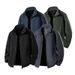Herrenbekleidung Fleece-Jacke mit Sherpa-Futter – warmer Winter-Outdoor-Mantel mit Reißverschluss, Übergröße, weich und gemütlich, leicht, lässig (Dunkelgrau, Schwarz)_voghion.com