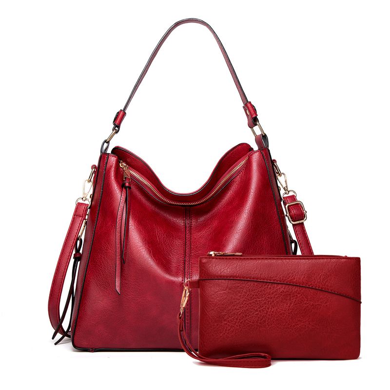 PU Damen Ledertasche, großer Schultergurt, 2-teiliges Set_voghion.com