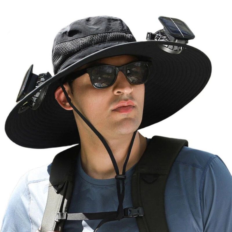Neu Breite Krempe Solar Fan Outdoor Angeln Hut, sonnencreme Sonnenhut Mit Dual_voghion.com