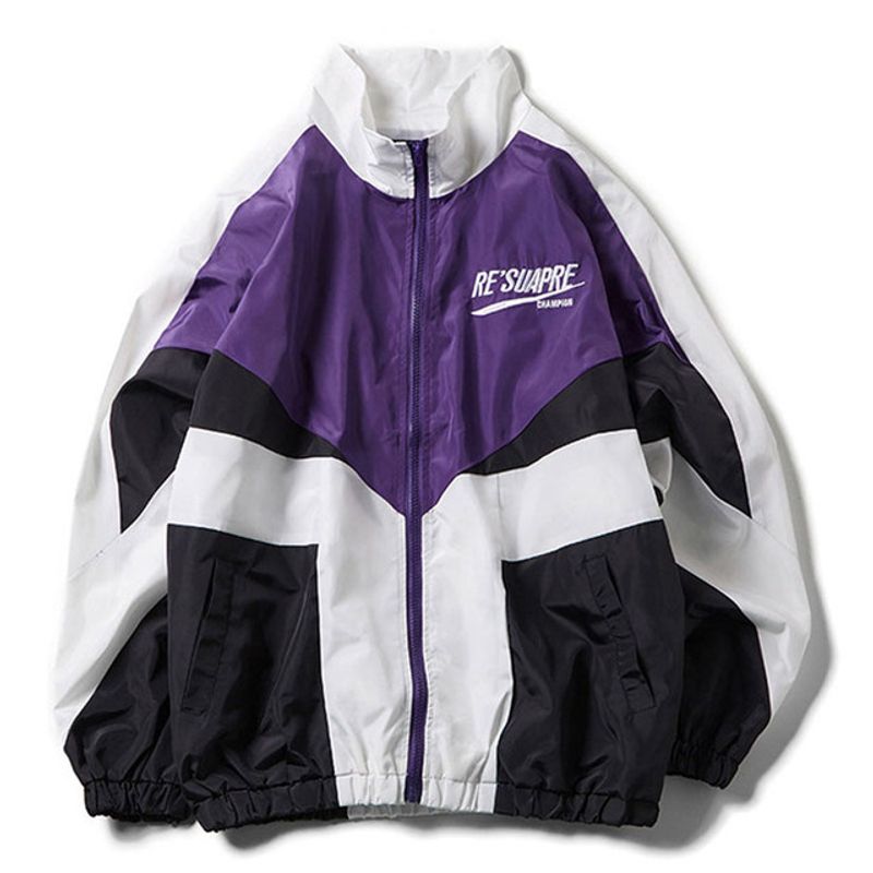 n College-Stil-Uni-Jacke, neue lässige Paare, Buchstaben-Stickerei, Bomberjacken, Straße, lockerer Patchwork-Reißverschluss-Mantel_voghion.com