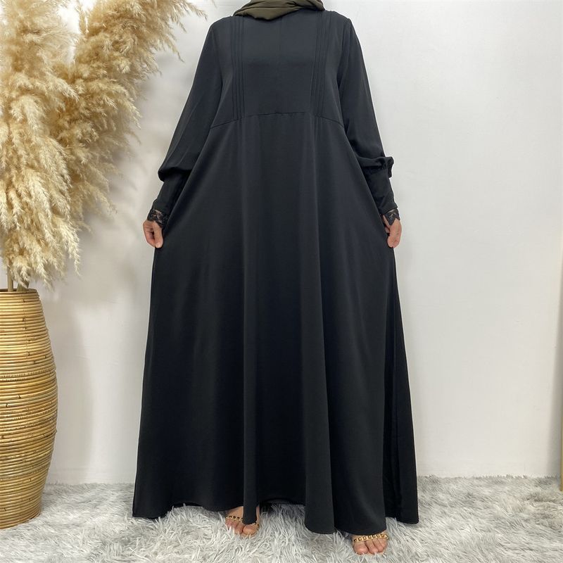 Women's fashion casual simple luxury sleeves with lace zipper and pleated front zipper cardigan robe_voghion.com