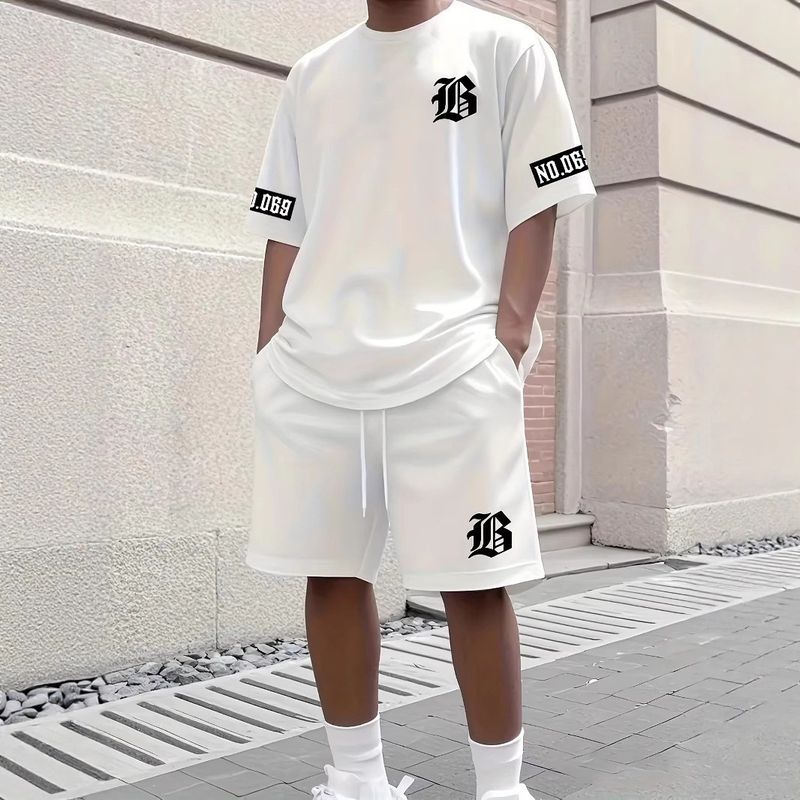 Herrenbekleidung Shorts Kurzarm T-Shirt Lässige Sportbekleidung Los Angeles Letter T-Shirt Anzug_voghion.com