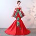 Handbesticktes rotes chinesisches Abendkleid mit abnehmbarer Schleppe – Elegantes Meerjungfrauenkleid für Bühnenauftritte, Modenschauen und kulturelle Veranstaltungen_voghion.com