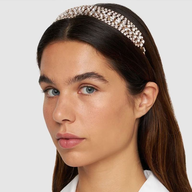 Modisches leichtes, luxuriöses Strass-Stirnband, vielseitiges, schlichtes, geometrisches Haar-Accessoire, französisches, elegantes Stirnband für Damen_voghion.com