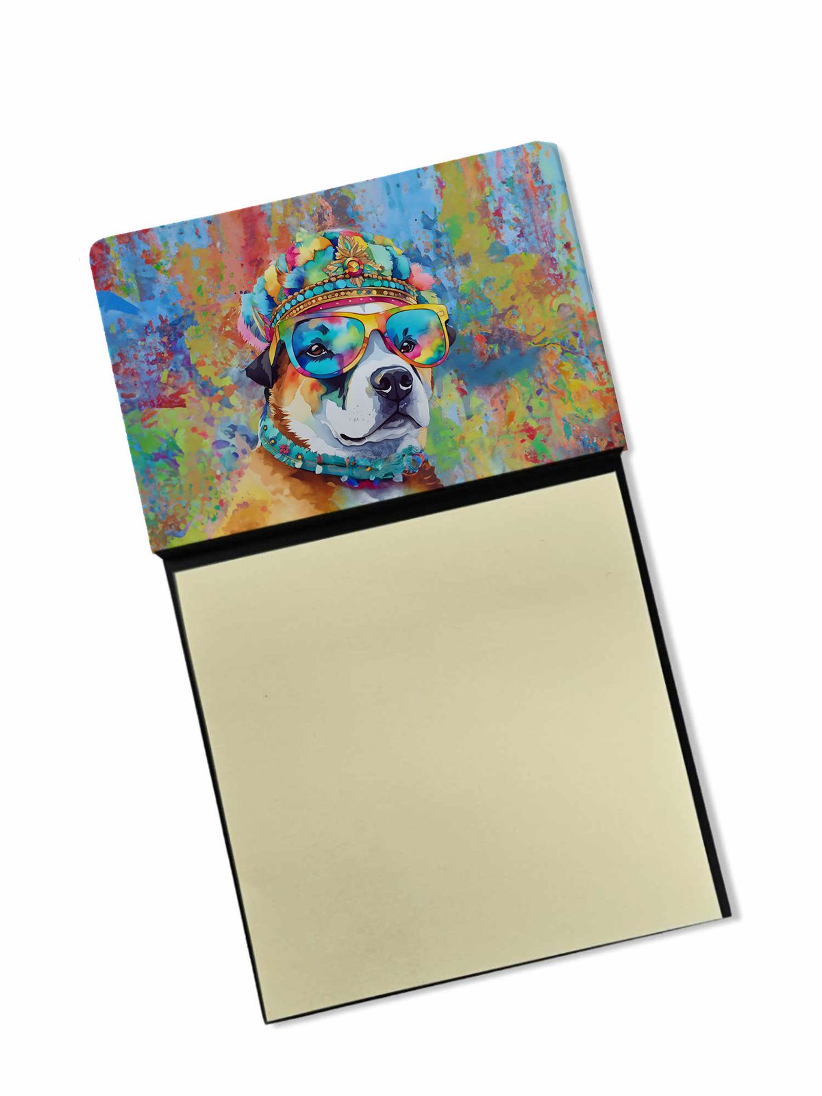 NEW Akita Hippie Dawg Sticky Note Holder Refillable Dispenser Self-Sticky Note Pads, Memo Pads Blank Desk Accessories_voghion.com