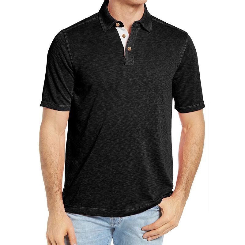 Kurzärmelige Poloshirts für Herren, lässig, T-Shirts mit Revers, Baumwolloberteile, farblich passende Polos_voghion.com