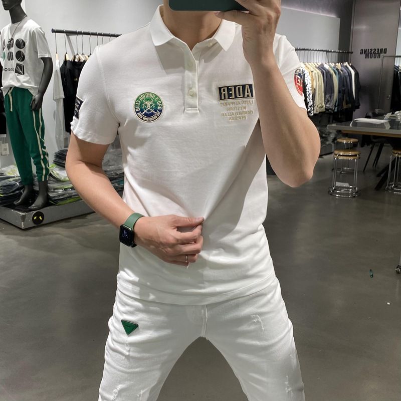 2024 Boys' Shirt with Polo Collar, Youth Thin Badge Embroidery, Academy Style, Short Sleeves, Instagram Summer_voghion.com