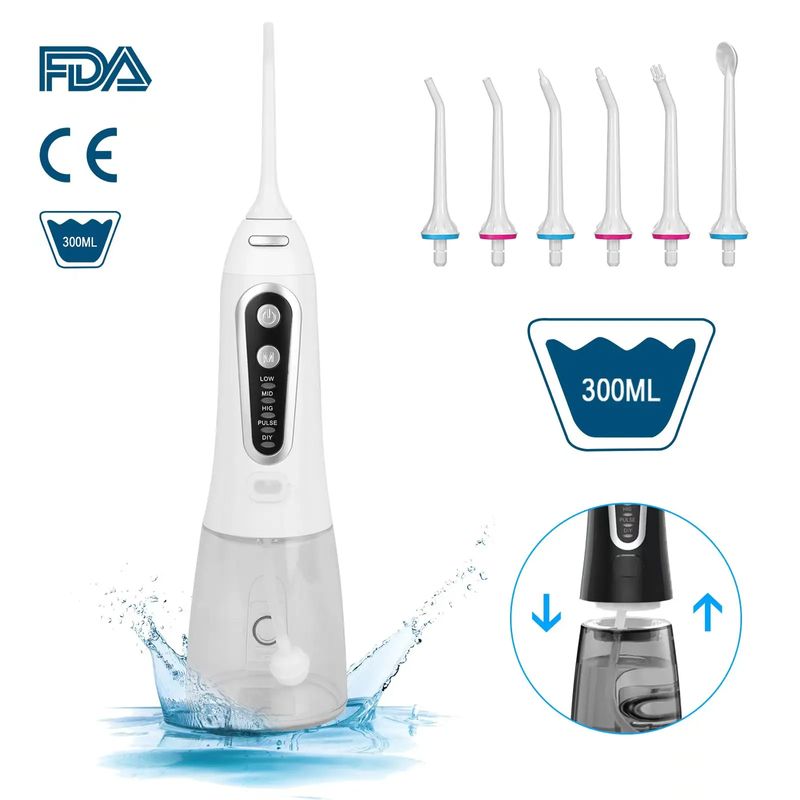 Irrigator USB Aufladbare Flosser Tragbare Dental Jet 300ML Wasser Tank Wasserdicht Zahn Reiniger Für Mundpflege_voghion.com