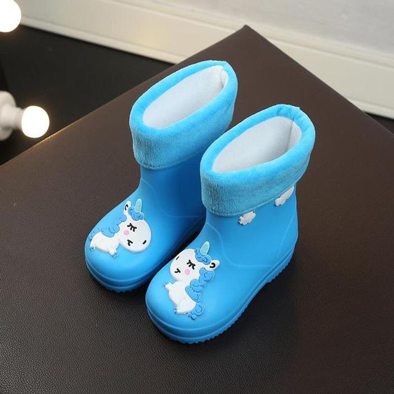 Cizme de ploaie pentru copii, cizme de ploaie din cauciuc pentru băieți și fete, PVC cald, impermeabile, pantofi pentru copii, Modis, desene animate unicorn_voghion.com