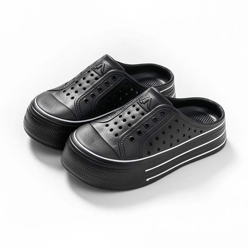 Modische Plateauschuhe mit Löchern für Damen – ultraweich und höhenverstärkend (geschlossenes Zehendesign, für Freizeit und Strand, rutschfeste Sohle)_voghion.com