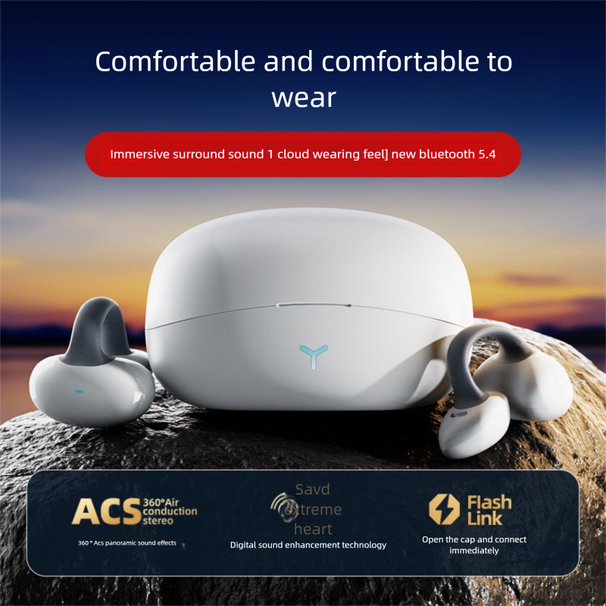 Yishuo Acoustics Flagship Ear Clip Wireless Bluetooth Earphone Open Senseless Wearing Sports Business Long Standby_voghion.com