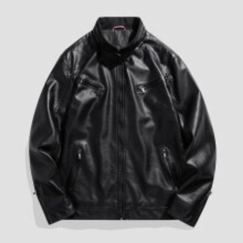 Herrenbekleidung 2024 Neue Herren Lederjacke Pu-Lederjacke Gepolsterter Herbst- und Winterkragen Bikeranzug Arbeitskleidung_voghion.com