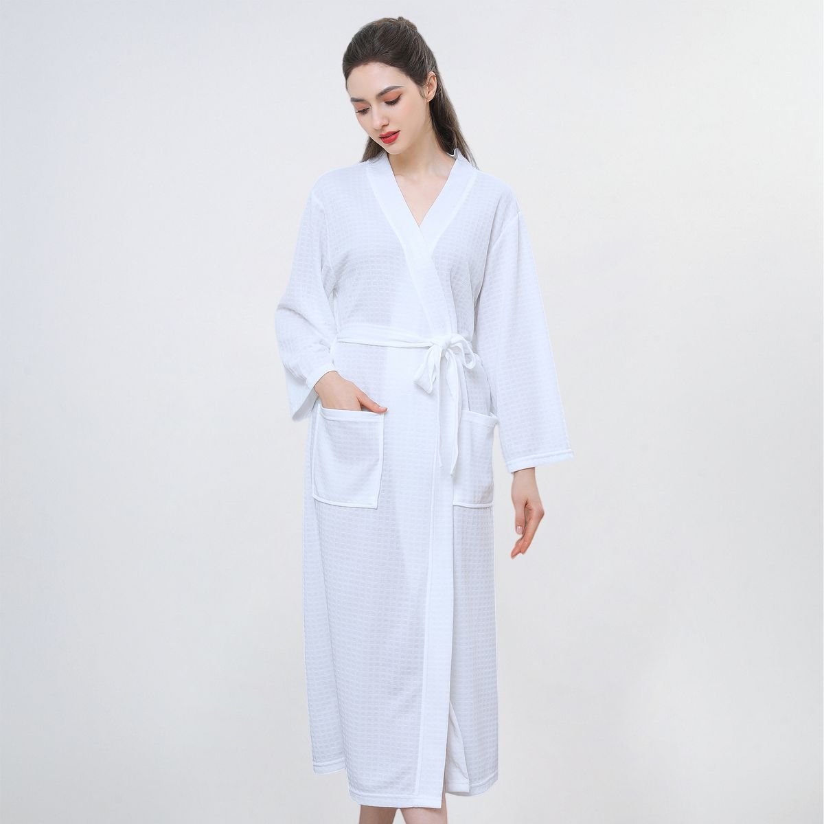 Waffle Bathrobes Women's Wind Absorbent Quick-Drying Yukata_voghion.com