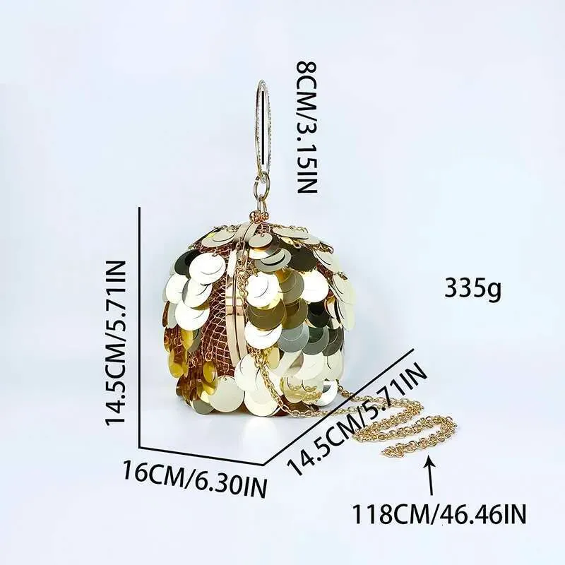 Designer 2025 Unique Design Of Niche, Three-Dimensional Spherical Metal Handmade Sequin Banquet Bracelet, Circular Bag_voghion.com