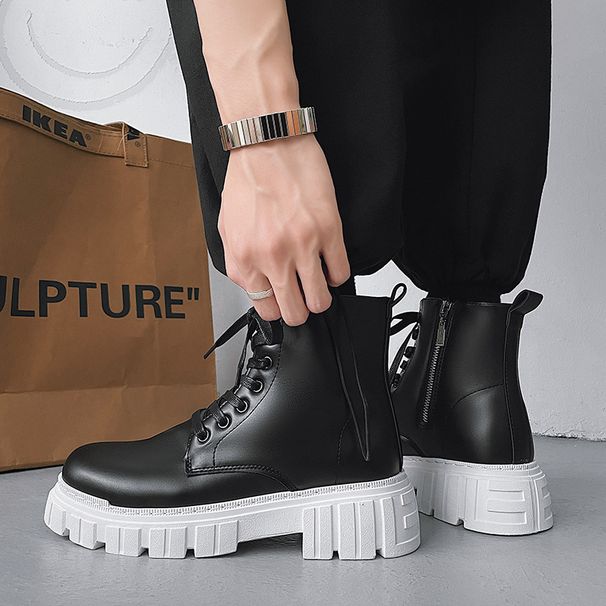 Häreschong Martin Stiwwelen Hären nei Säitenreissverschluss Aarbechtsschong Lieder High Top Stiwwelen Hierscht a Wanter Häreschong_voghion.com