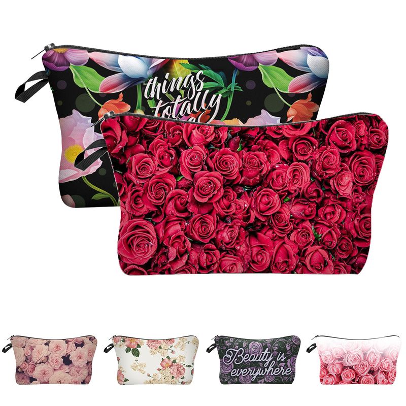 Lihao Duurzame rits ophanggat cosmetische rozenbloemprint grote capaciteit toilettas voor vakantie- 1_voghion.com