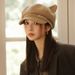 Cappello ottagonale da donna in stile britannico autunno inverno, grande circonferenza della testa, basco snellente, versatile, con orecchie da gatto_voghion.com