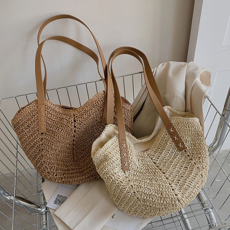 Weben Tote Tasche Weibliche Böhmischen Schulter Taschen für Frauen 2022 Sommer Strand Stroh Handtaschen und Geldbörsen Dame Reise Einkaufstaschen_voghion.com