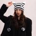 Abi style handmade cute five-star cat ear stripes demon warmth cover knitted ball sweater hat female_voghion.com