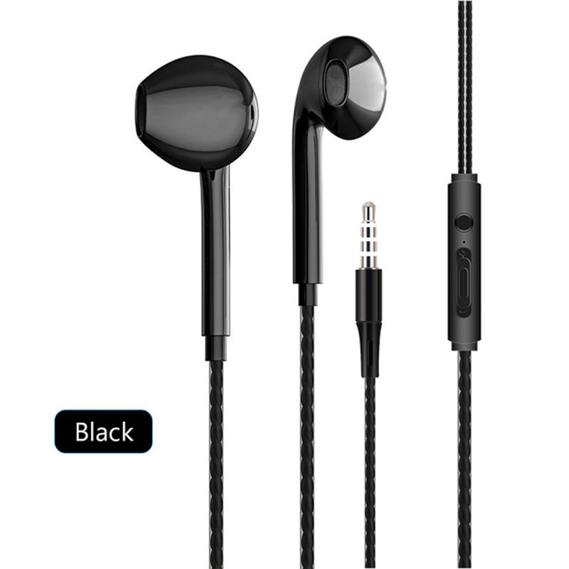 3.5mm Black White Sport Earbuds Wired Headphones With Bass Mobile Phone Earphone Wire Stereo Headset Mic Music Earphones_voghion.com
