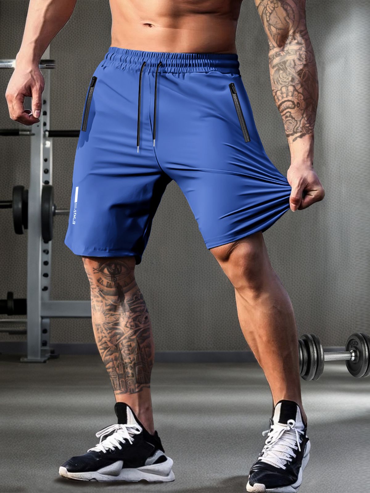 Lightweight Quick-Dry Men's Gym Shorts - High Stretch Athletic Training Shorts For Running, Hiking & Workouts (Black/Grey/Khaki/Blue) - EU Sizes_voghion.com