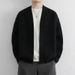 Herren-Cardigan mit V-Ausschnitt – Leichter Strickmantel mit offener Vorderseite (atmungsaktiv, dehnbar, M-3XL, minimalistisch, Business Casual)_voghion.com