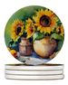 Sunflowers In Watercolor Large Sandstone Coasters Pack Of 4 Absorbent Round Coasters Decor Gifts For Men Or Women, 4 In, Multicolor_voghion.com