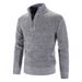 Autumn Winter Thick Knitted Solid Color Zipper Mock Neck Slim Fit Knit Sweater Men Casual Pullover Man_voghion.com