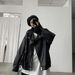 Ladies' loose slimming motorcycle ins college minimalist plus size women's leather jacket versatile student uniform_voghion.com