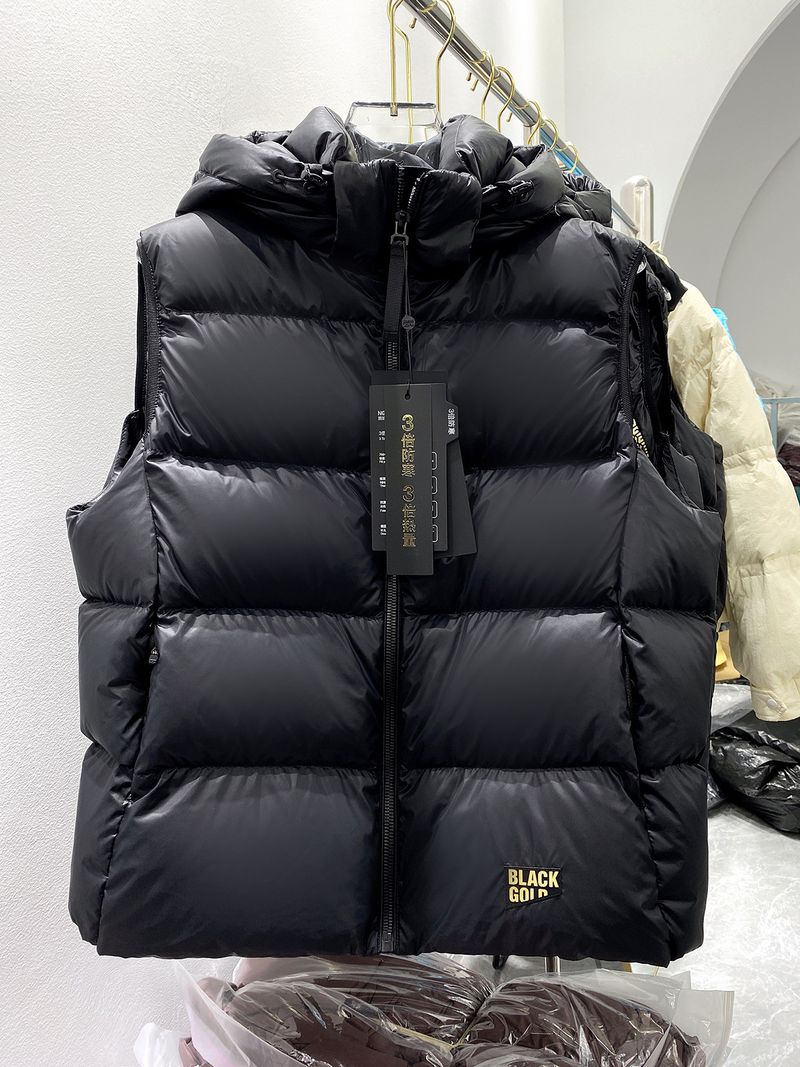 Gilet nero oro per capispalla 2024 unisex fuori stagione, corto, versatile, in piumino d'anatra lucido_voghion.com