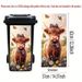 2D Flat Printing 1pc Trash Can Sticker 37×82cm Highland Cow With Plaid Bow Tie And Floral Butterfly Theme Design Self-Adhesive Wallpaper For Kitchen_voghion.com