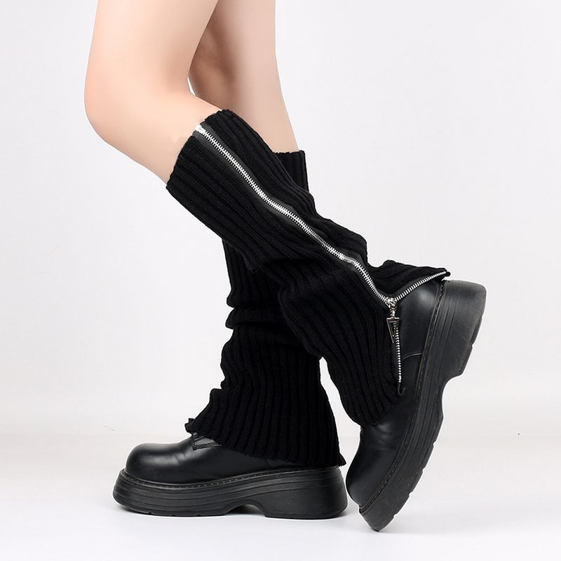 Unisex-Reißverschluss-Strick-Beinwärmer Spice Girls Pile-Stiefel Stiefel Damen JK lange Beine warme Strick-Fußwärmer Flut_voghion.com