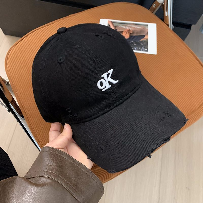 Washed Ripped Baseball Cap Women's Spring Summer New Retro Purple Wide Brim Work Hat_voghion.com