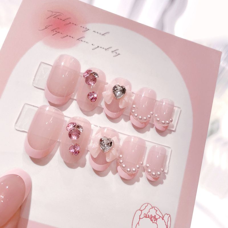 Handgemaakte korte stijl Pure Desire Wind Shining Diamond Wearing Bow Nail Patch A48_voghion.com