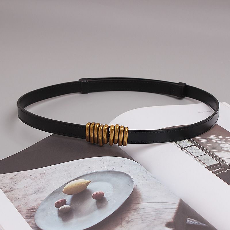 Ceinture à crochet réglable en peau de vache à la mode pour femmes, manteau décoratif, cardigan, taille simple, polyvalente, ceinture décontractée_voghion.com