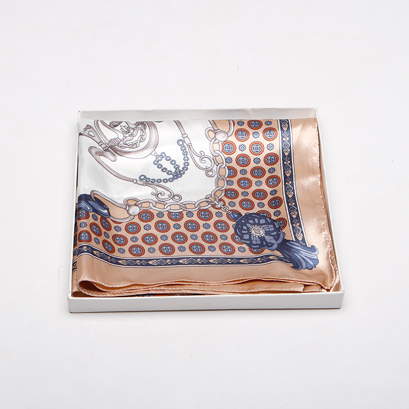 Muslim headscarf Women's silk imitated large square scarf gift scarf print color ding scarf_voghion.com